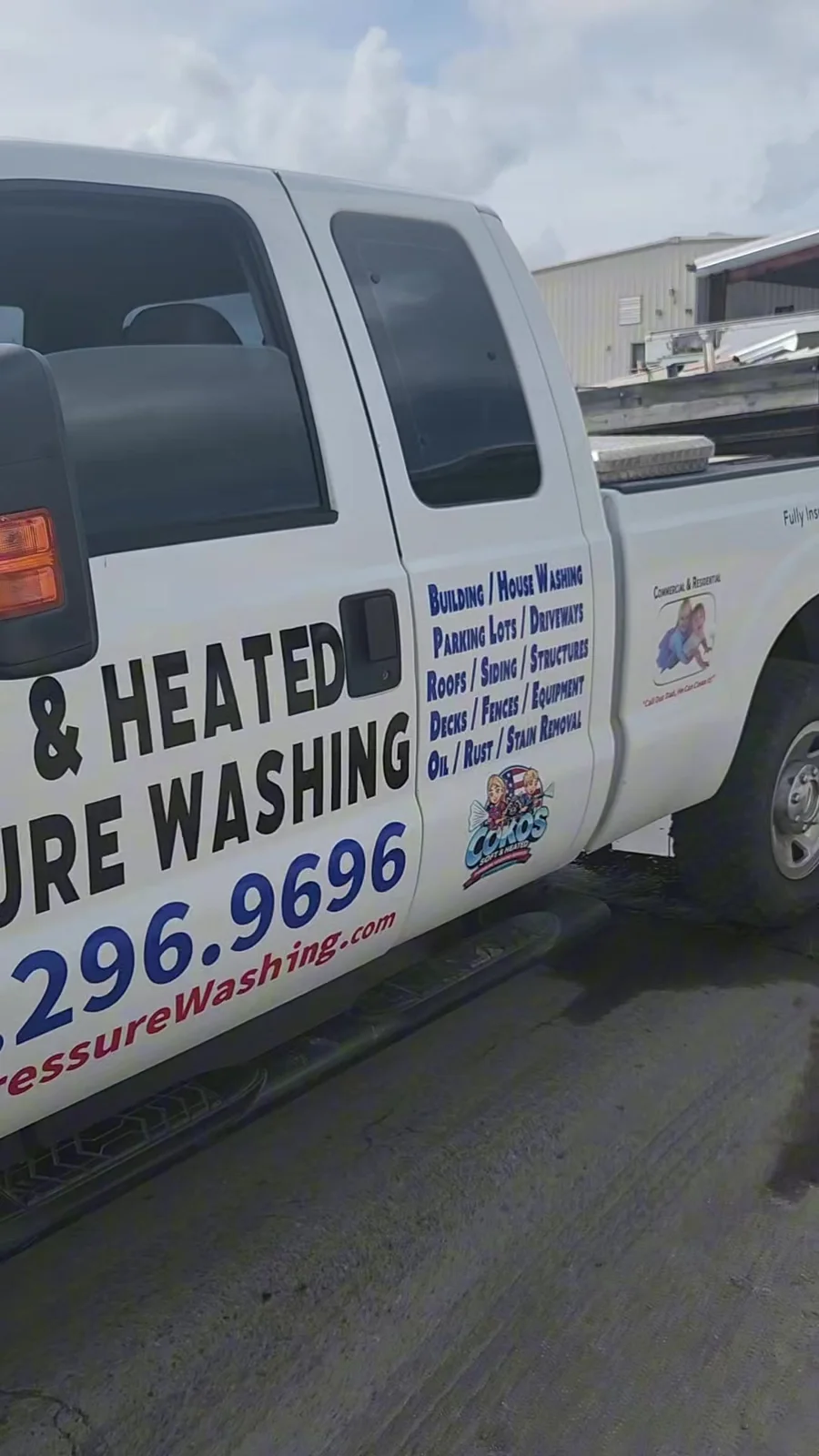 Actual white Ford F-250 included in the seller’s equipment walkthrough