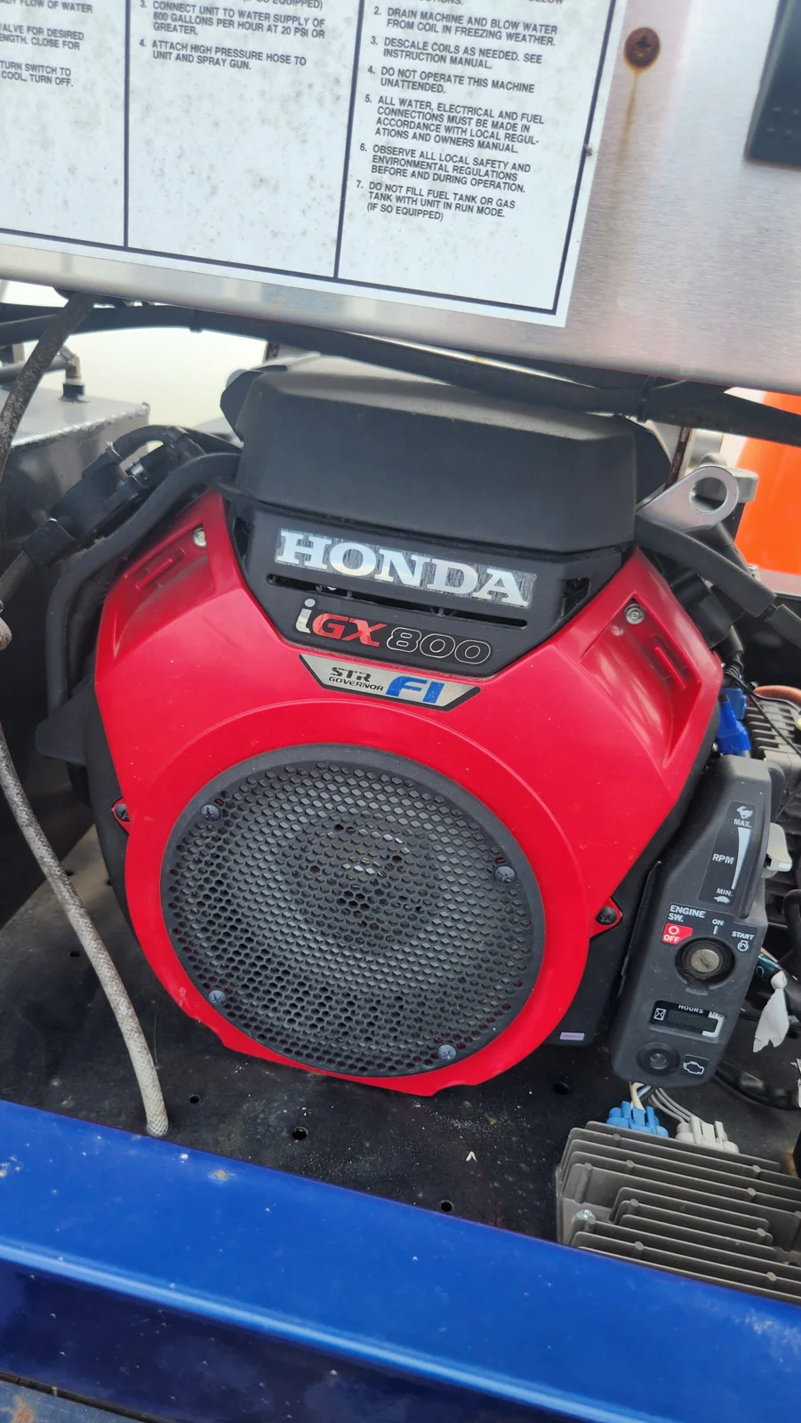 Actual Honda iGX800 fuel-injected engine on the hot-water unit